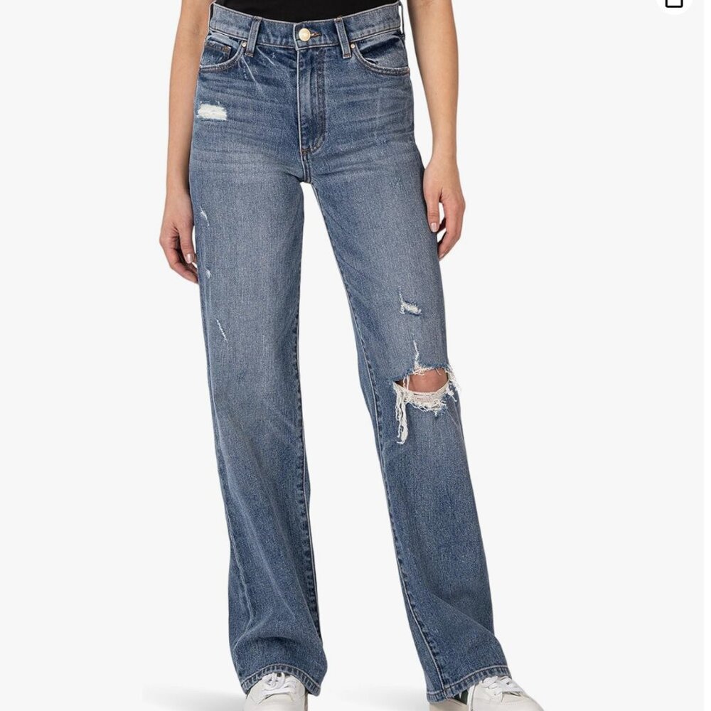 Kut from the Kloth Sienna Wide Leg Jeans 10 Distressed